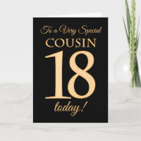 18. Goldeffekt auf Schwarz für Cousin Geburtstag