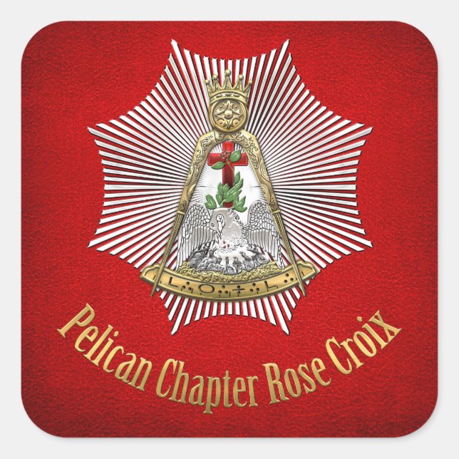 18. Grad: Pelican Chapter Rose Croix Quadratischer Aufkleber (Vorderseite)