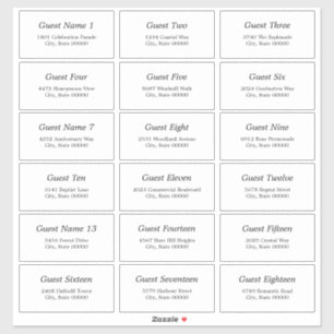 18 Guest Address Labels Eleganter Minimalistischer