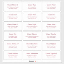 18 Guest Address Labels White Burgundy Sticker