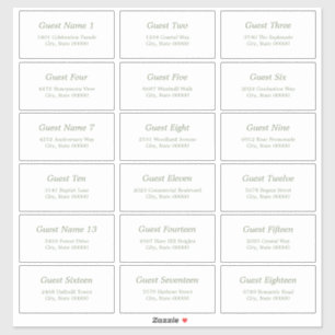 18 Guest Address Labels White Sage Green Sticker