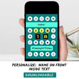 18. Hashtag Computing Geburtstag hinzufügen Karte