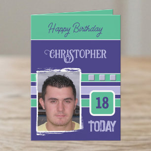 18 heute Foto für ihn lila grün Geburtstag Karte