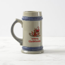 18.Ho Ho Ho Santa Claus lachen Gesicht fröhlichen  Bierglas