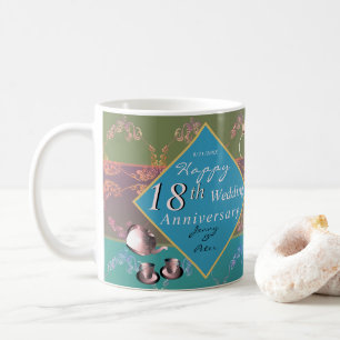 18. Hochzeitstag Porzellan Cat's Eye Kaffeetasse