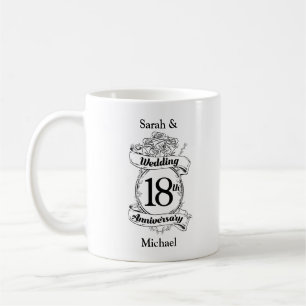 18. Hochzeitstag Schwarze und Weiße Rosen Kaffeetasse