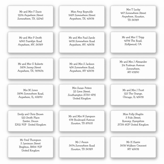 18 Informelle individuelle Gästenadresse Versand Aufkleber (Vorderseite)