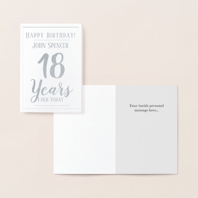 18 Jahre alt. Stilvolles Design. Folienkarte (Anzeige)