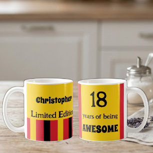 18 Jahre großartig Name gelb rot Kaffeetasse