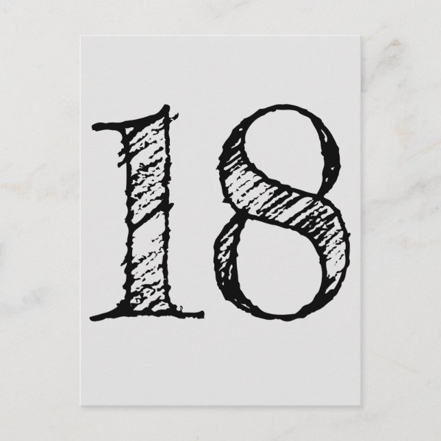 18 Jahre Nummer 18 Einladungspostkarte (Vorderseite)