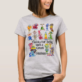 18 lustige Cartoon-Aliens sagen Danke T-Shirt