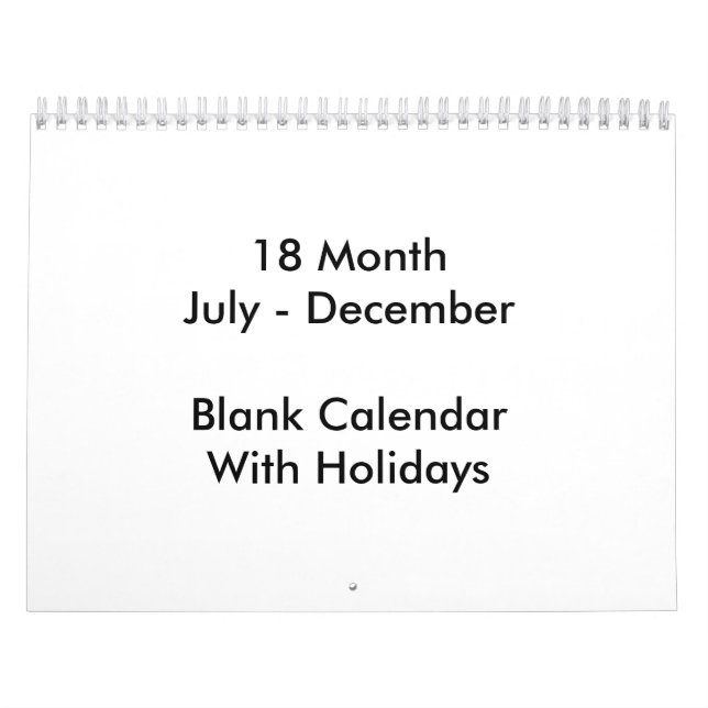18 Monate Blanker Kalender mit Feiertagen (Titelbild)