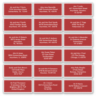 18 Namen der Empfänger Rot Aufkleber