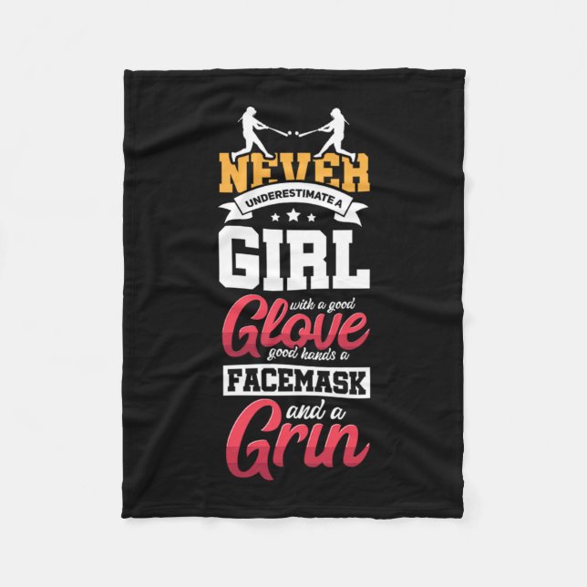 18.Never Underestimate A Girl With A Good Glove Go Fleecedecke (Vorderseite)