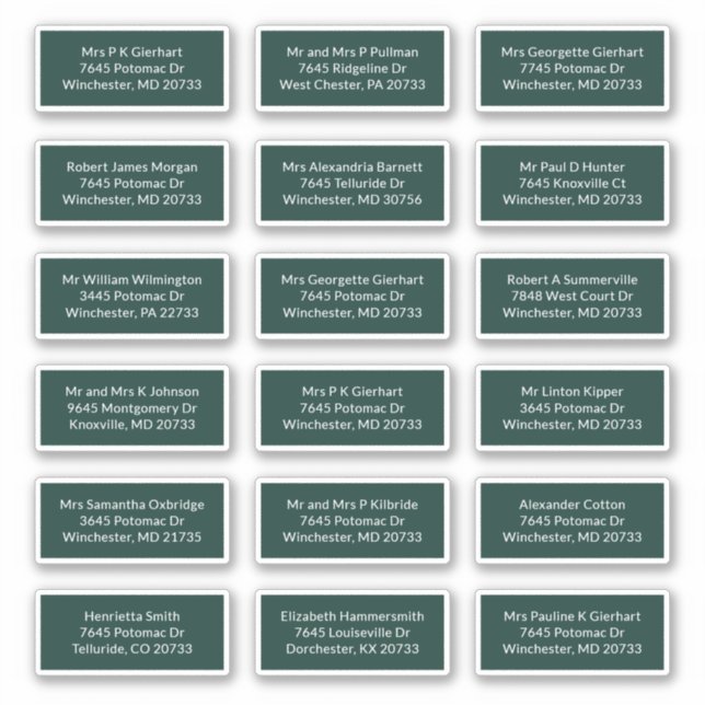 18 Nom du récipiendaire Mariage Étiquettes de adre (Devant)
