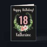 18. oder alle Altersgruppen Geburtstag Rosa Blumen Karte<br><div class="desc">Glücklich 18. Geburtstag Blush Pink Floral Wreath Name Card. Passen Sie den Namen und das Alter auf der Vorderseite und die Grußbotschaften auf der Vorderseite und im Inneren an.</div>