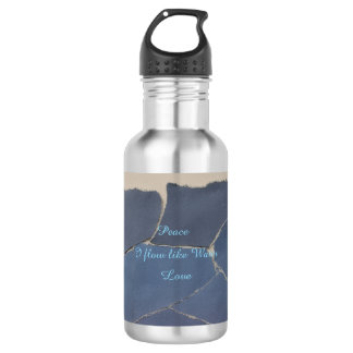 18 oz Water Bottle Peace, Love - Blue Zen Design Edelstahlflasche