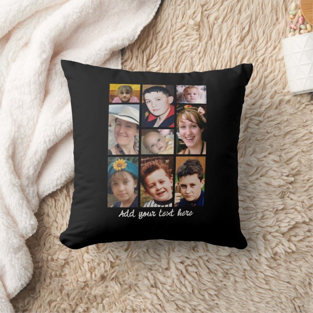 18 photo collage add text black kissen (Decke)