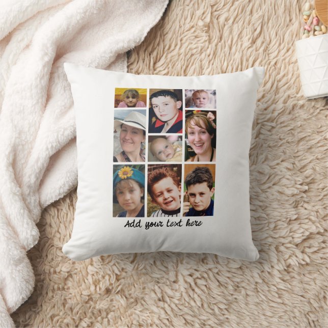 18 photo collage add text white kissen (Decke)