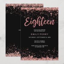 18. Rose Gold Glitzer Einladung