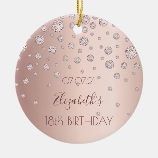 18. Rose Golddiamanten funkeln 18 Keramik Ornament (Vorne)