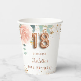18. Rose Goldfloralen Pappbecher