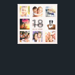 18. Rose Goldname Foto Collage Leinwanddruck<br><div class="desc">Ein einzigartiges 18. Geburtstagsgeschenk oder Sake, das ihr Leben mit einer Collage von 8 deiner Fotos feiert. Fügen Sie Bilder von ihrer Familie, Freunden, Haustieren, Hobbys oder Traumreise Ziel. Personalisieren und fügen Sie einen Namen, Alter 18 und ein Datum. Graue und schwarze Buchstaben. Eine schicke gürtelige und feminine Rose goldfarbener...</div>