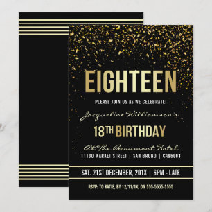 18. Schimmernder GoldConfetti des Einladung