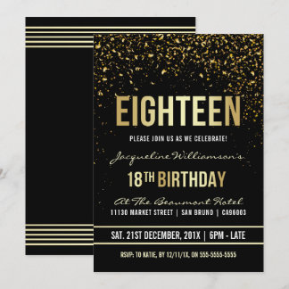 18. Schimmernder GoldConfetti des Einladung