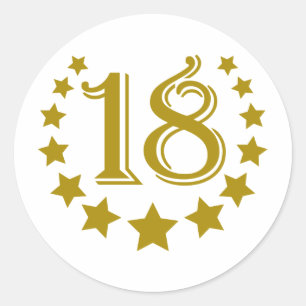 18 stars-Birthday.png Runder Aufkleber