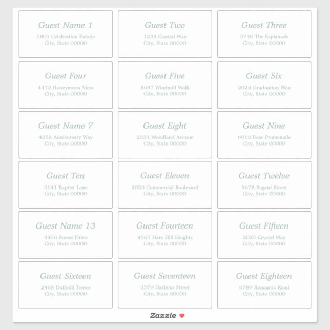 18 Sticker blanc en verre de mer Étiquette de adre (Feuille)