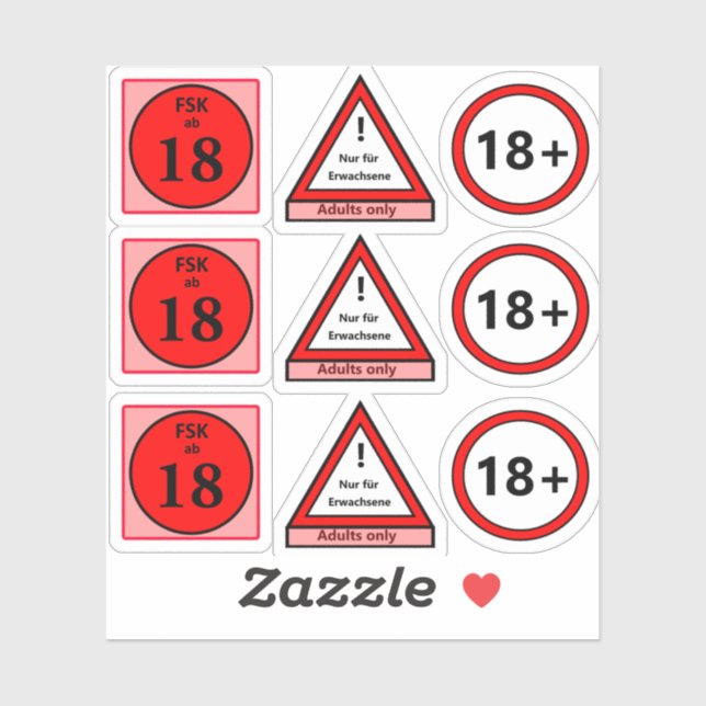 18+ Sticker-Set Aufkleber (Blatt)