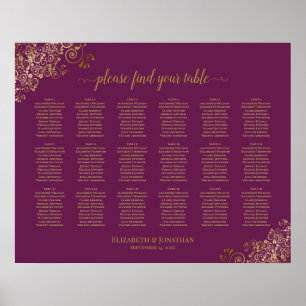18 Tabelle Hochzeitskartentafeln Lila Gold Poster