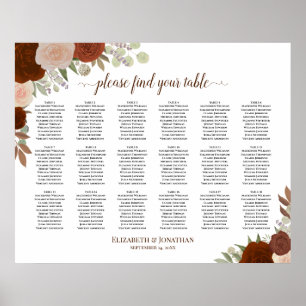 18 Tabelle Rustikale Rose Herbst Hochzeitstabelle Poster