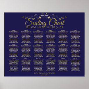 18 Tableau Gold & Navy Simple Mariage Seating Char
