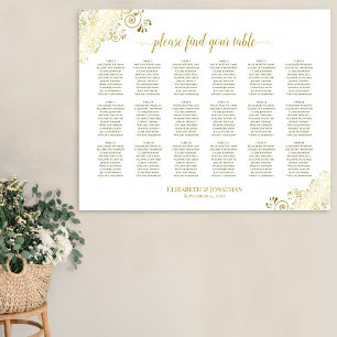 18 Tableau Mariage Sièges Frilles blanc et or