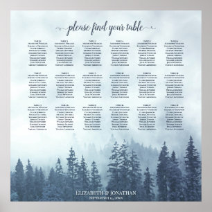 18 Tableau Sièges Mariages de pin bleu foncé