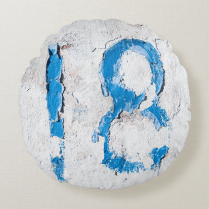 18 Text an der Wand Rundes Kissen