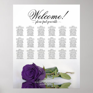 18-Tisch Elegante Königlich Violette Rosen Sitzord Poster