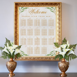 18 Tische Sitzplan Blätter Grünpflanzen Botanisch Poster