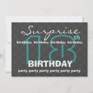 18. ÜBERRASCHUNG Geburtstag Moderne Aquamarine Hol Einladung