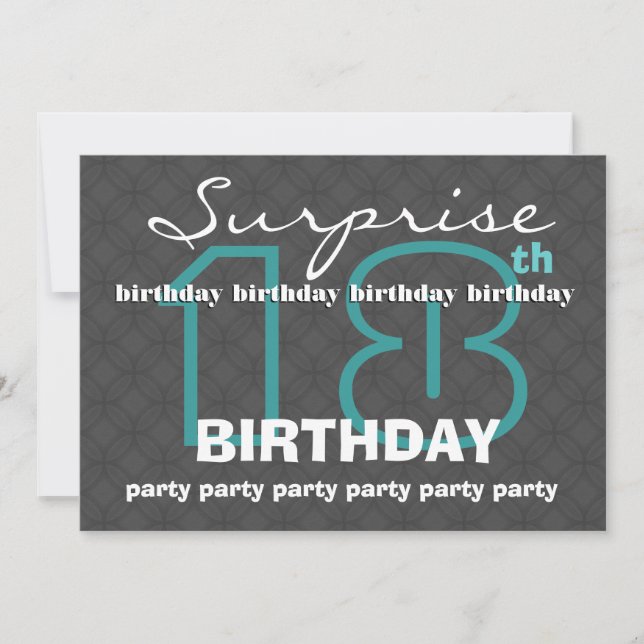 18. ÜBERRASCHUNG Geburtstag Moderne Aquamarine Hol Einladung (Vorderseite)