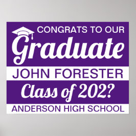 18" x 24" Abschluss Lila Paper Poster