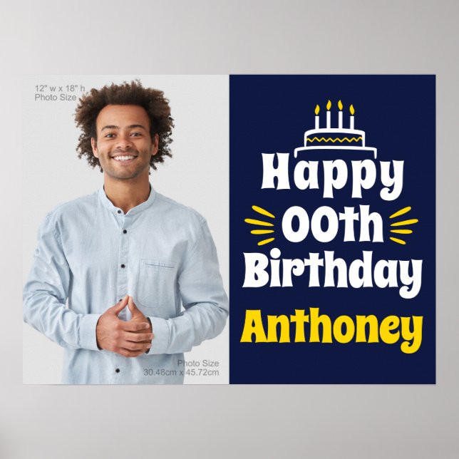 18" x 24" Happy Birthday Any Year Paper Poster (Vorne)
