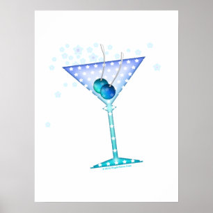 18" x 24" PLAKAT - BLUE MARTINI ART