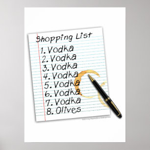 18" x 24" POSTER, WODKA-EINKAUFSZETTEL Poster