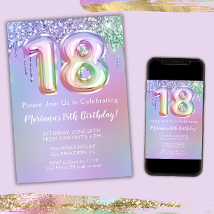 18e Anniversaire Fête Invitation Purple Parties sc