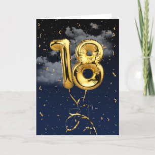 18e Anniversaire Gold Mylar Balloon et carte Confe
