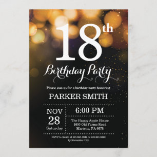 18e anniversaire Invitation Gold Parties scintilla