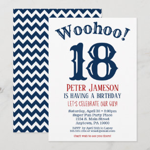18e anniversaire Invitation Mens Marine Bleu
